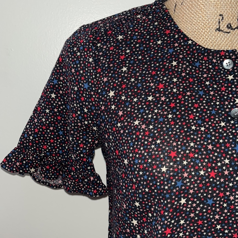 Madewell Ruffled Printed Blouse Top - Picture 4 of 10